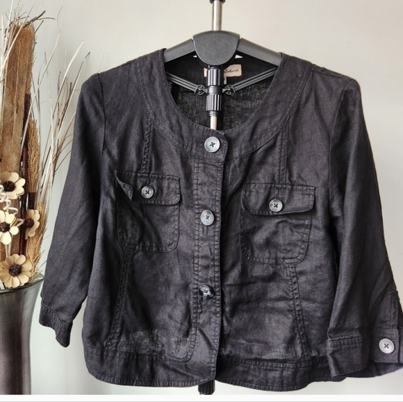 Marvin Rechards 💯 Linin Women's Cropped Black Blazer. Size L - Picture 2 of 11